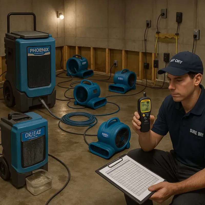 Structural Drying and Dehumidification process in Thompsonville, CT